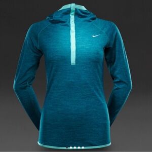 Womens Nike Dri-Fit 1/4 Snap Long Sleeve Pullover Running Turquoise Blue Size M